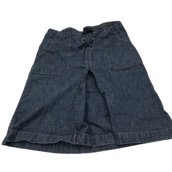Y2K GAP Skirt Womens Size 8 Blue Denim A-Line Lace Up 100% Cotton Preppy - Picture 1 of 5